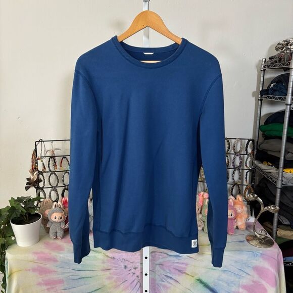 REIGNING CHAMP mens medium Blue Crewneck Sweatshirt midweight terry - Picture 9 of 9